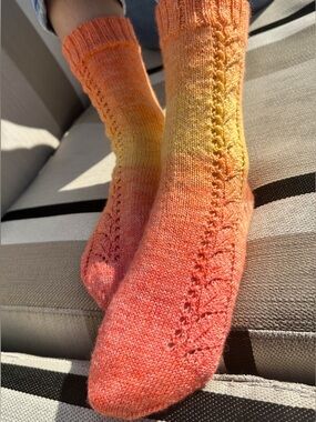 Hand-Knit Lace Socks